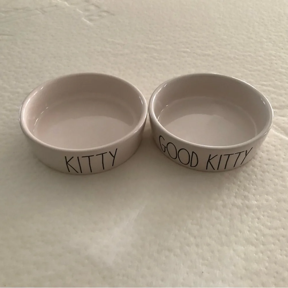 Rae Dunn Pet Bowls  Good for cat or small dog (X2)